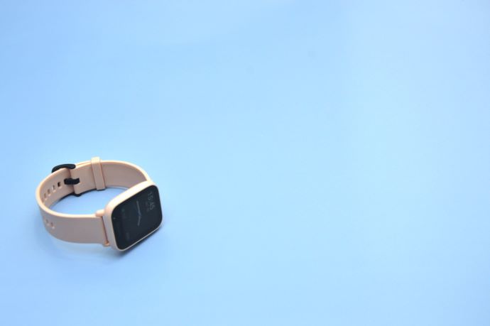 Wearable smartwatch on blue background