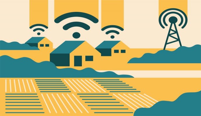 Houses in a rural area connected via broadband internet