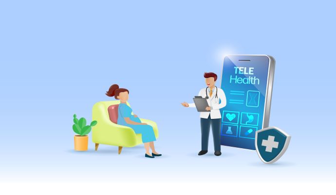 Patient and provider communicating via smartphone representing telehealth services